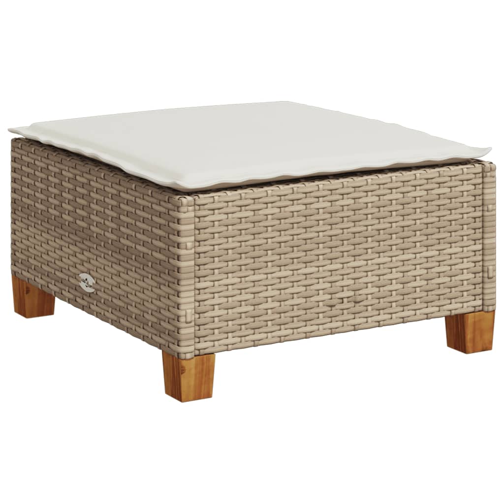 Gartenhocker mit Kissen Schwarz 63,5x56x32 cm Poly Rattan