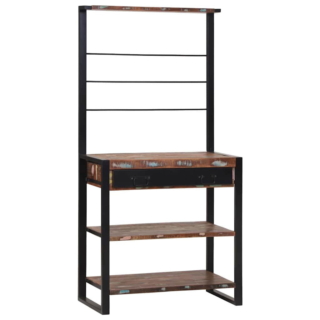 Küchenregal Braun und Schwarz 80 x 40 x 160 cm Massivholz Mango