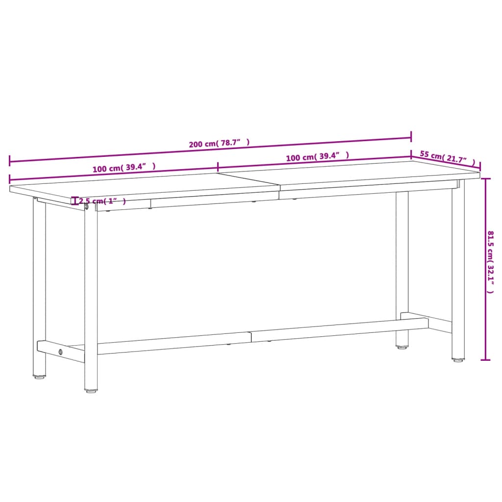 Werkbank 80x55x81,5 cm Massivholz Buche und Metall