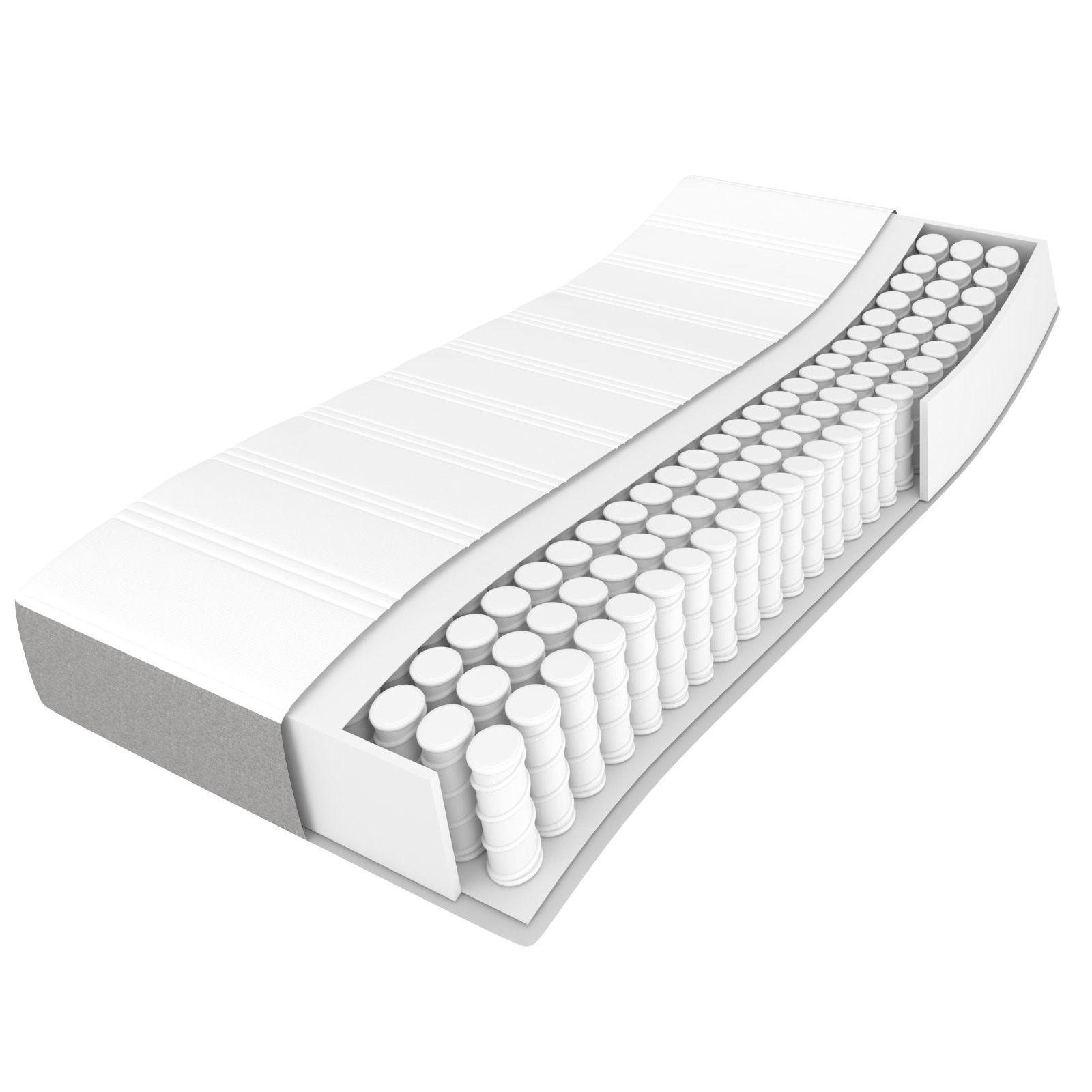 Taschenfederkernmatratze Mittel Hellgrau 100x203x20 cm Stoff