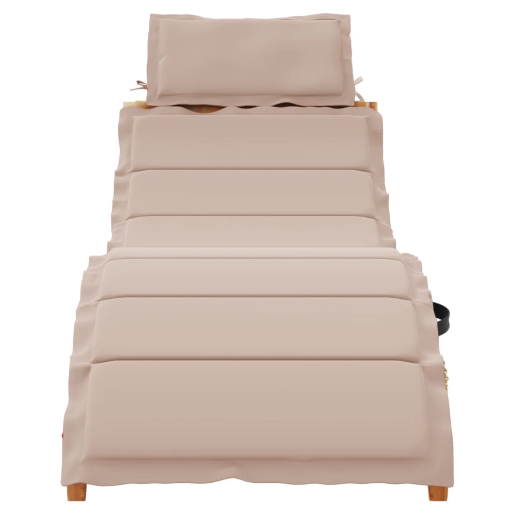 Sonnenliege mit Auflage Beige Massivholz Akazie