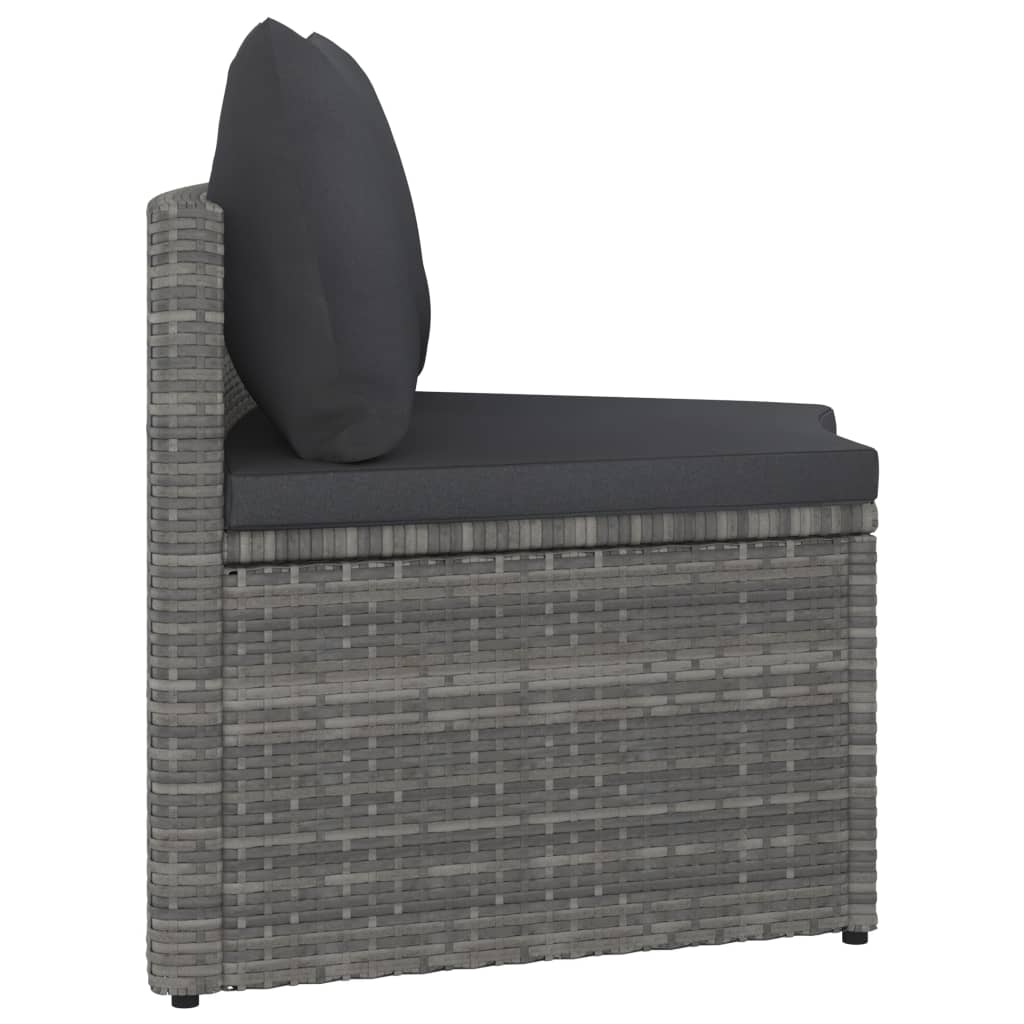 2-tlg. Garten-Sofagarnitur mit Auflagen Poly Rattan Schwarz