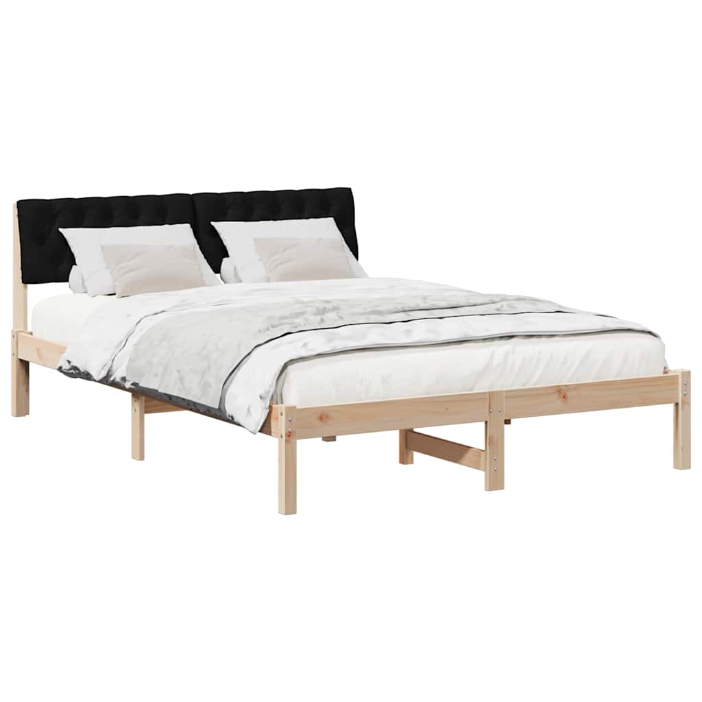 Bettgestell Braun und hellgrau 200 x 200 cm Massivholz Kiefer