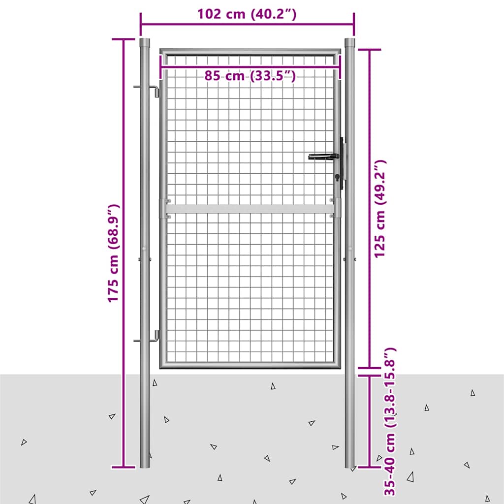 Gartentor verzinkter Stahl 100 x 75 cm Silber