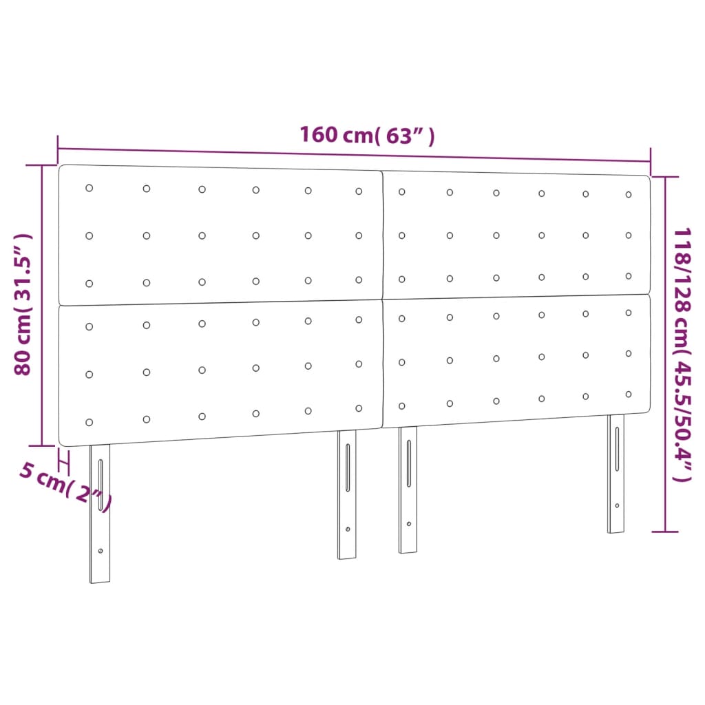 Kopfteil Hellgrau 80x5x118/128 cm Samt