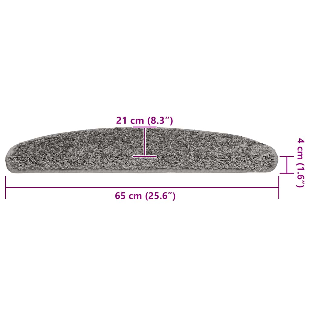 Stufenmatten 15 Stk. 56x17x3 cm Grau Halbrund
