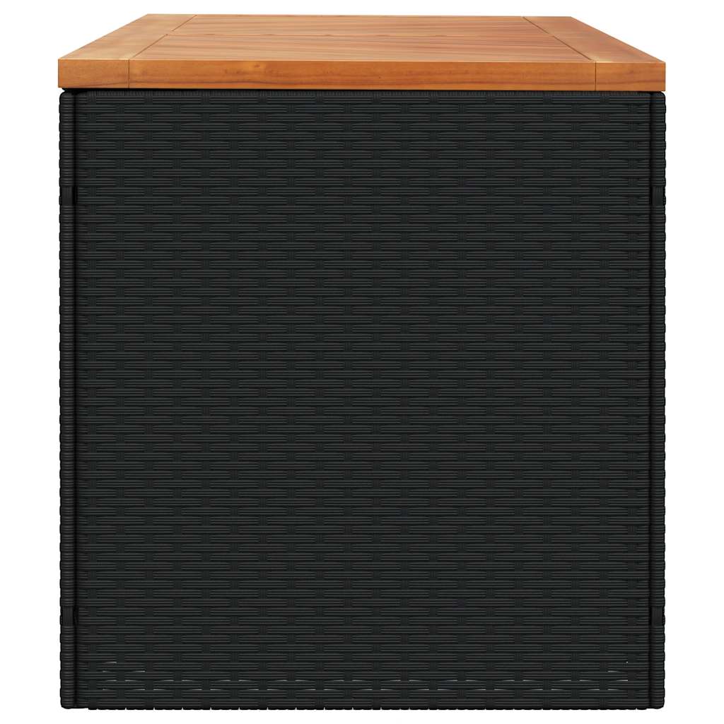 Gartentruhe Schwarz 110x50x54 cm Poly Rattan Akazienholz