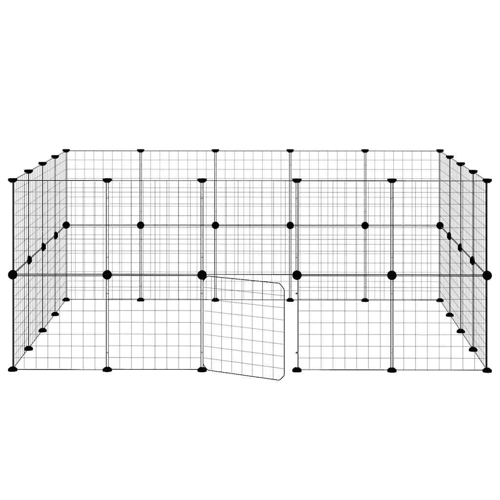 8-tlg. Haustierkäfig mit Tür Schwarz 35x35 cm Stahl