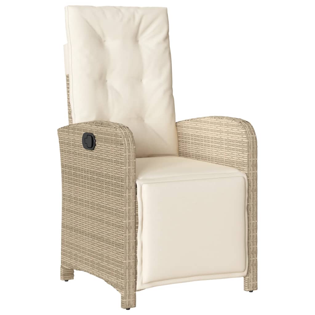 Gartensessel mit Fußteil Verstellbar Schwarz Poly Rattan