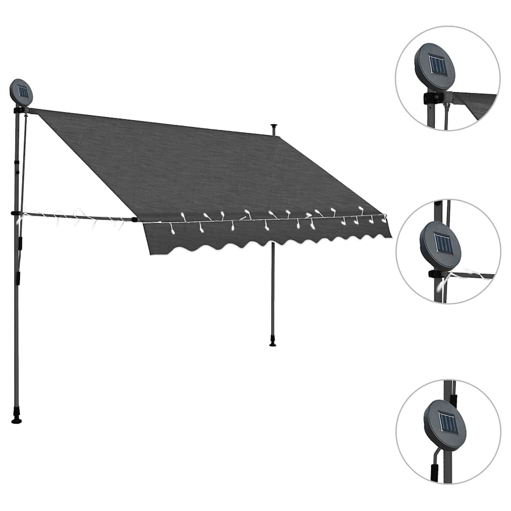 Einziehbare Markise Handbetrieben mit LED 100 cm Blau und Weiß