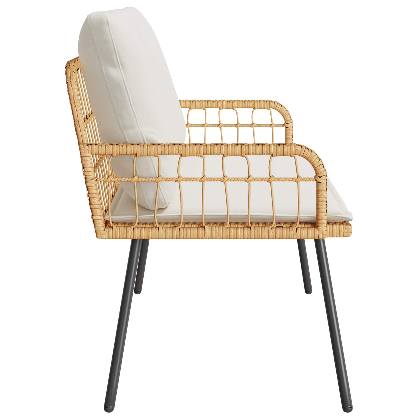 Gartensessel mit Kissen Schwarz Poly Rattan