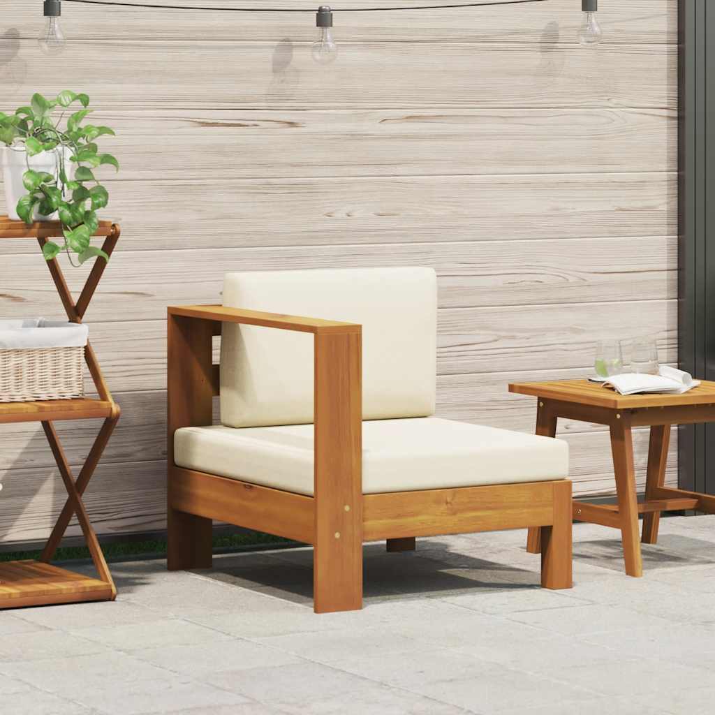 2-tlg. Garten-Lounge-Set mit Cremeweißen Kissen Akazienholz