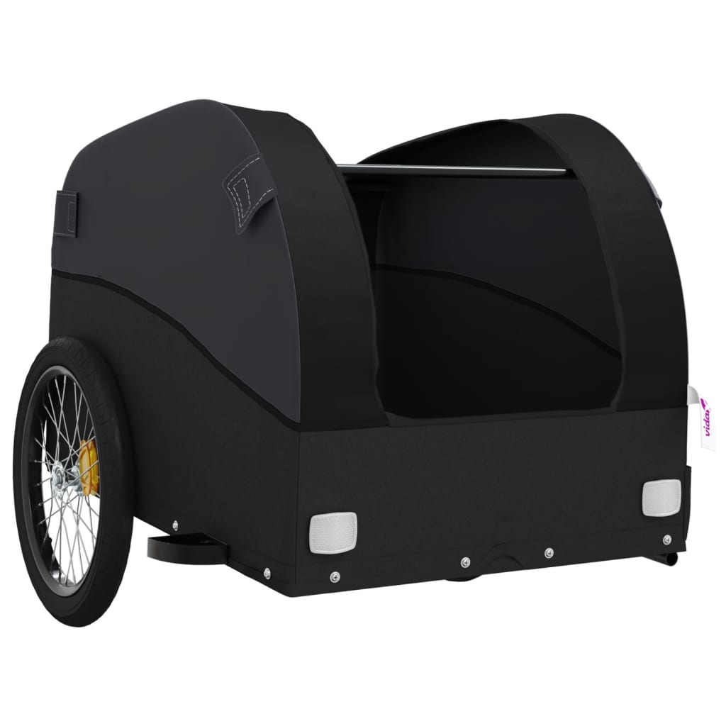 Fahrradanhänger Schwarz und Orange 30 kg Eisen