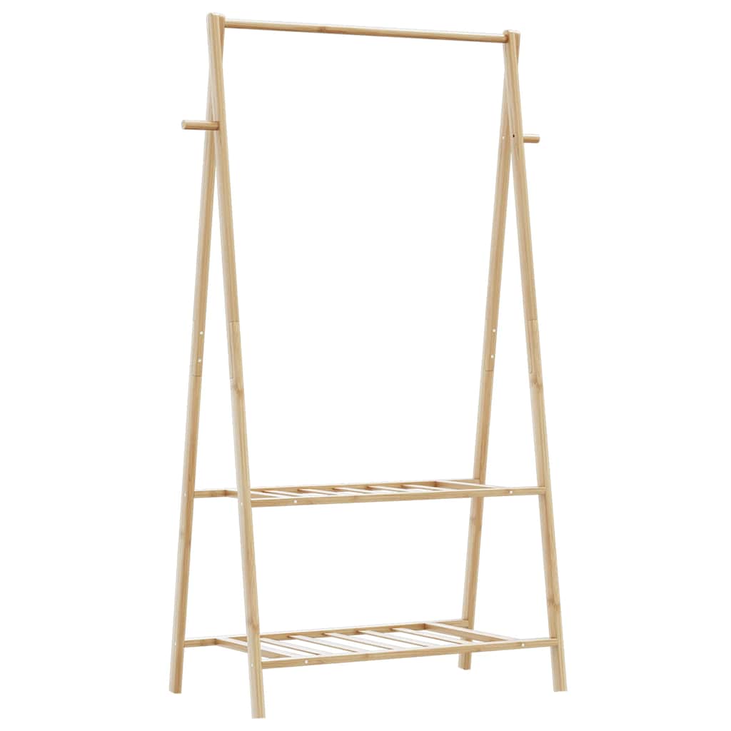 Kleiderständer mit Ablagen und Rollen 96x45,5x155,5 cm Bambus