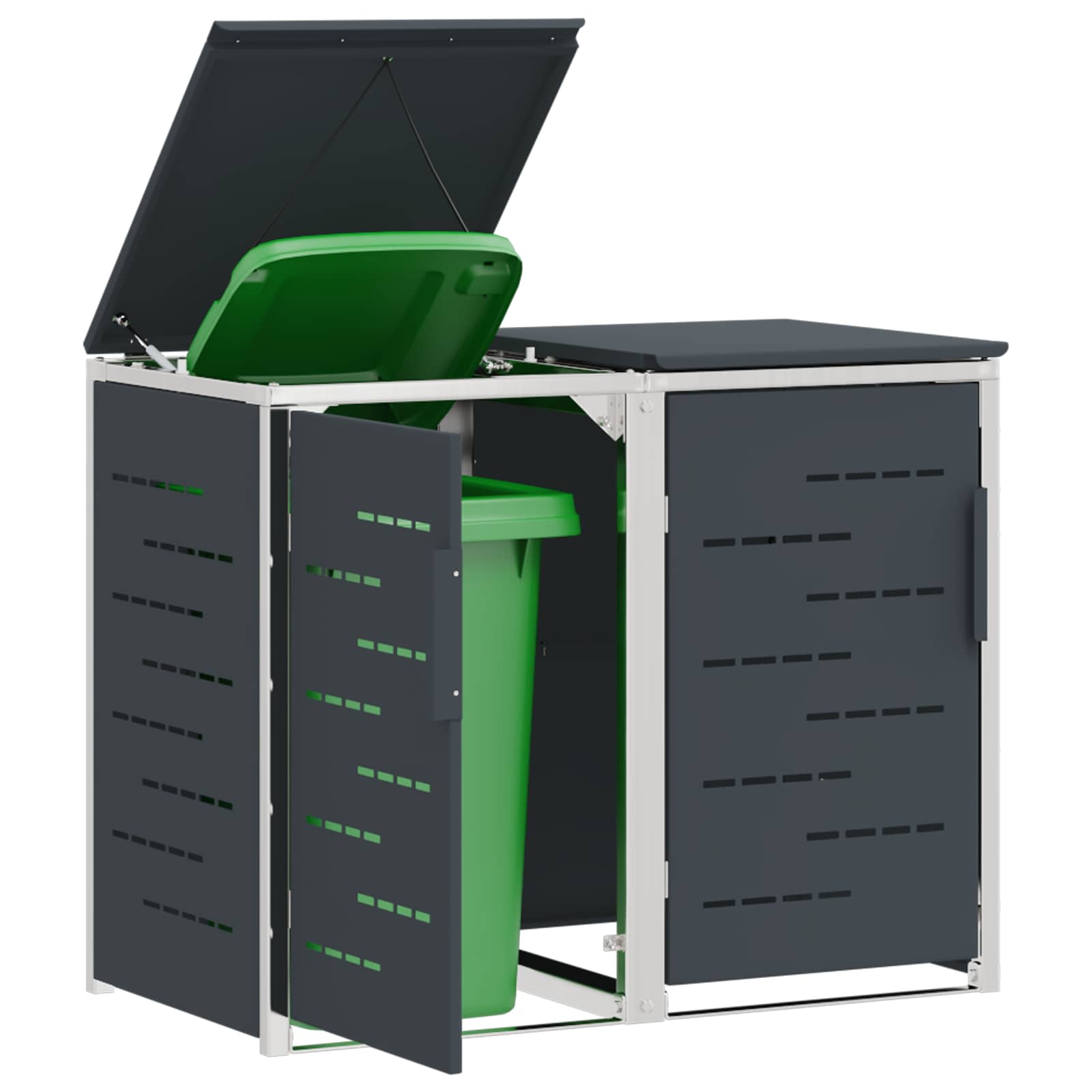 Mülltonnenbox for 2 Bins 240L Edelstahl Schwarz