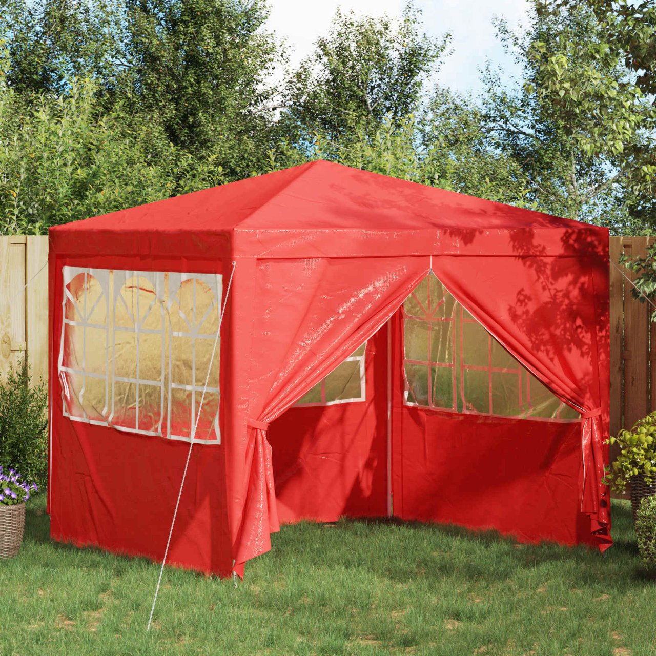 Party-Zelt Rot 200 x 200 x 240 cm PE und Stahl