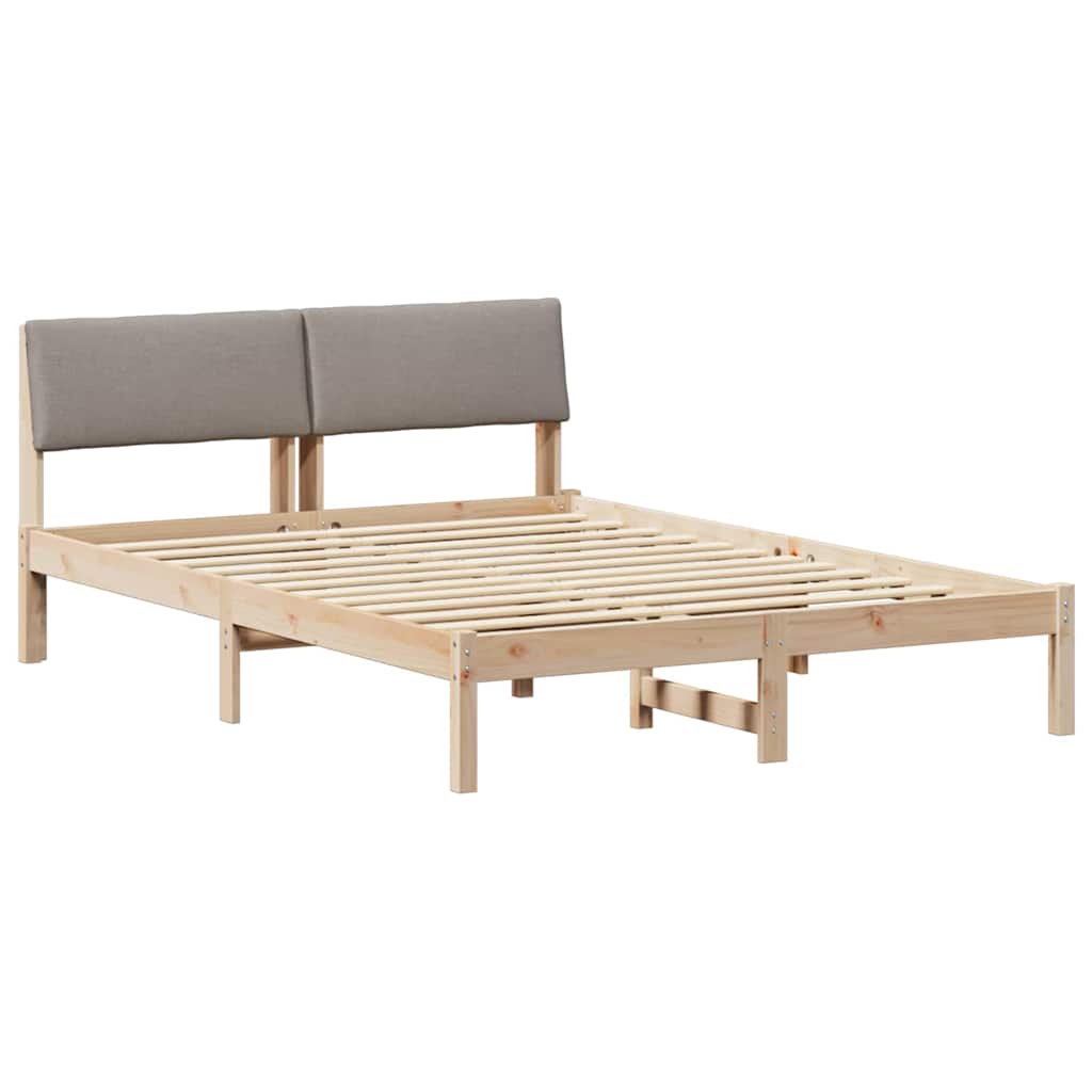 Bettgestell Braun und hellgrau 200 x 200 cm Massivholz Kiefer