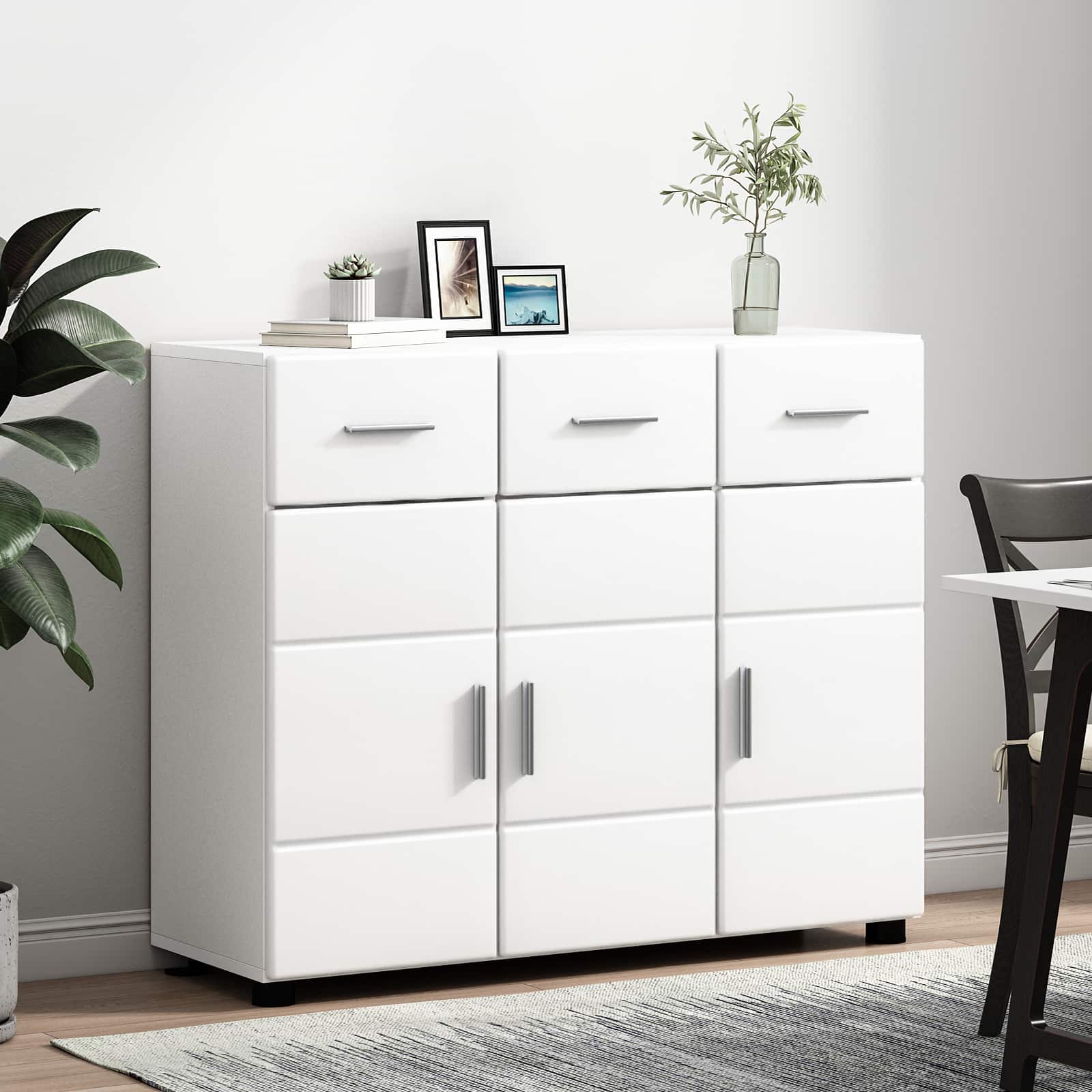 Highboard mit Regal FLORIN Weiß 60 x 35 x 182 cm Holzwerkstoff