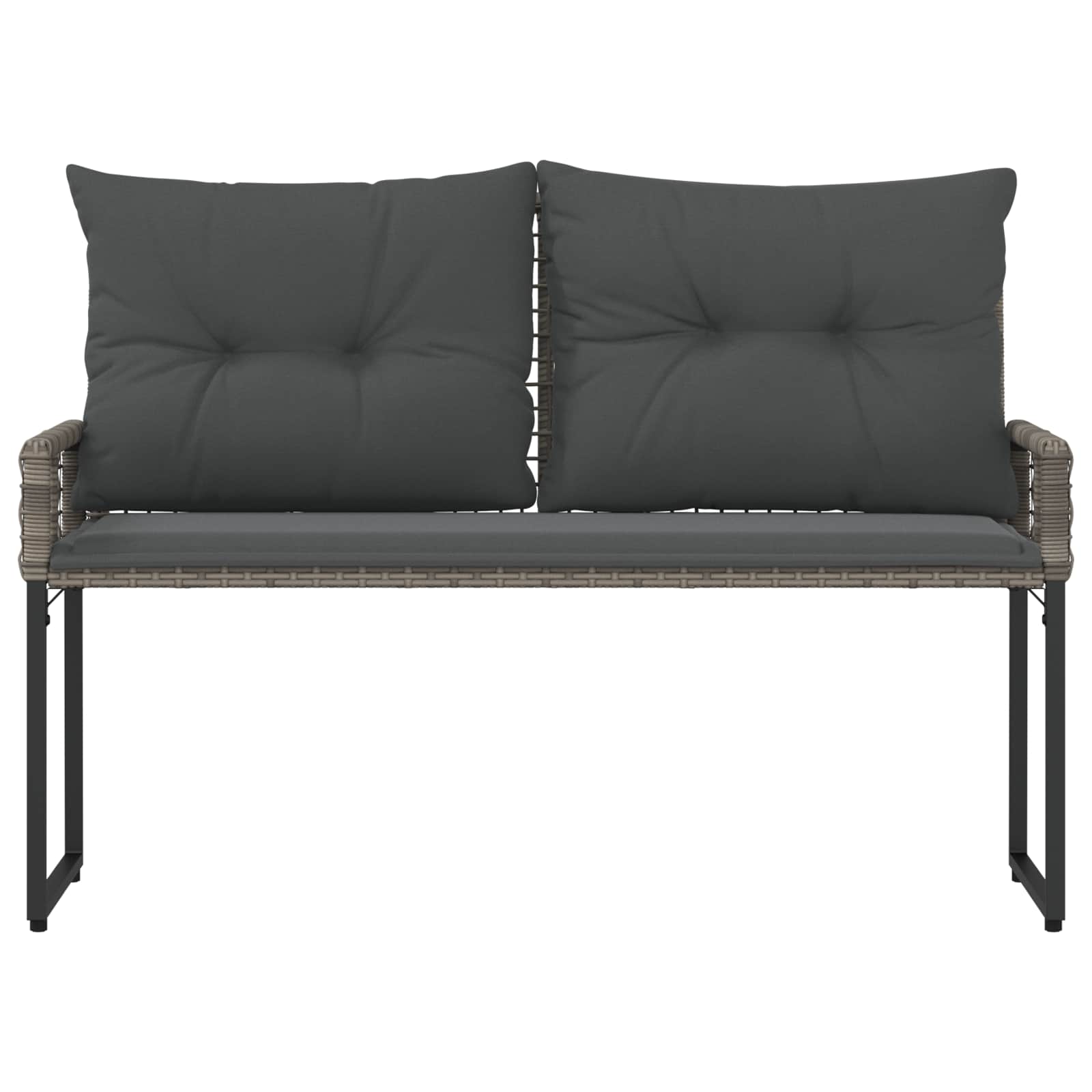 Bank Outdoor mit Kissen Schwarz und Cremeweiß 118 x 55 x 82 cm