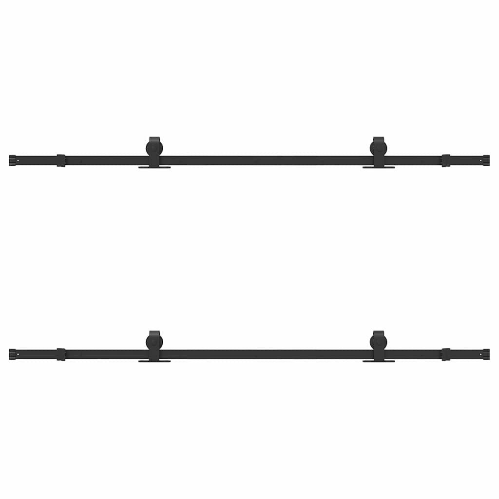 Schiebetürbeschlag-Set 183 cm Stahl Schwarz