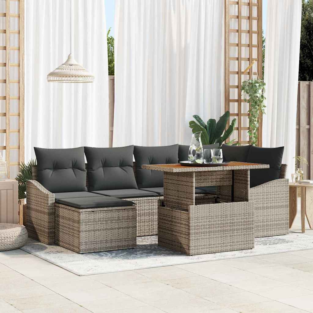 Garten Essgruppe mit Kissen 7 pcs Schwarz und Creme