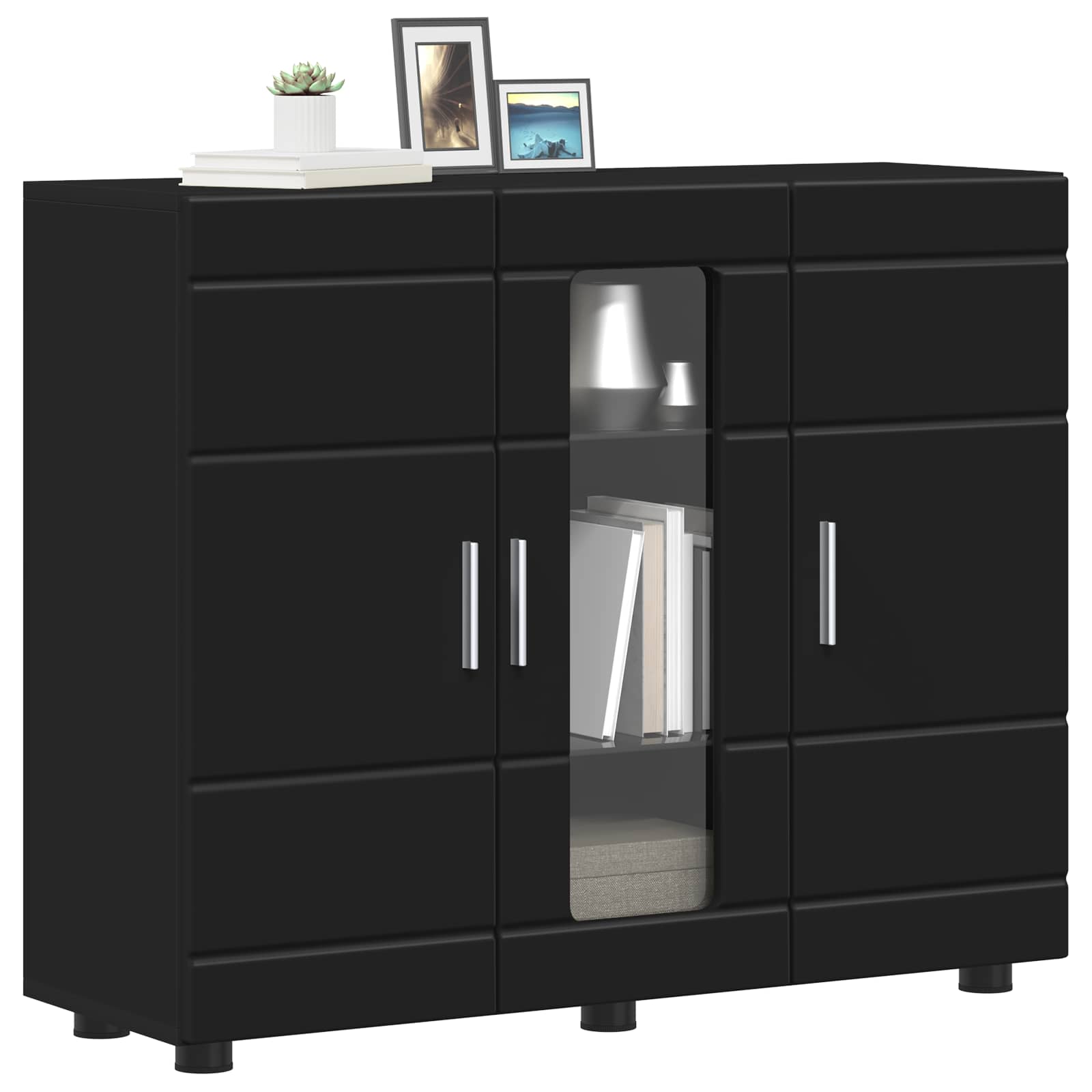 Highboard mit Regal FLORIN Weiß 60 x 35 x 182 cm Holzwerkstoff