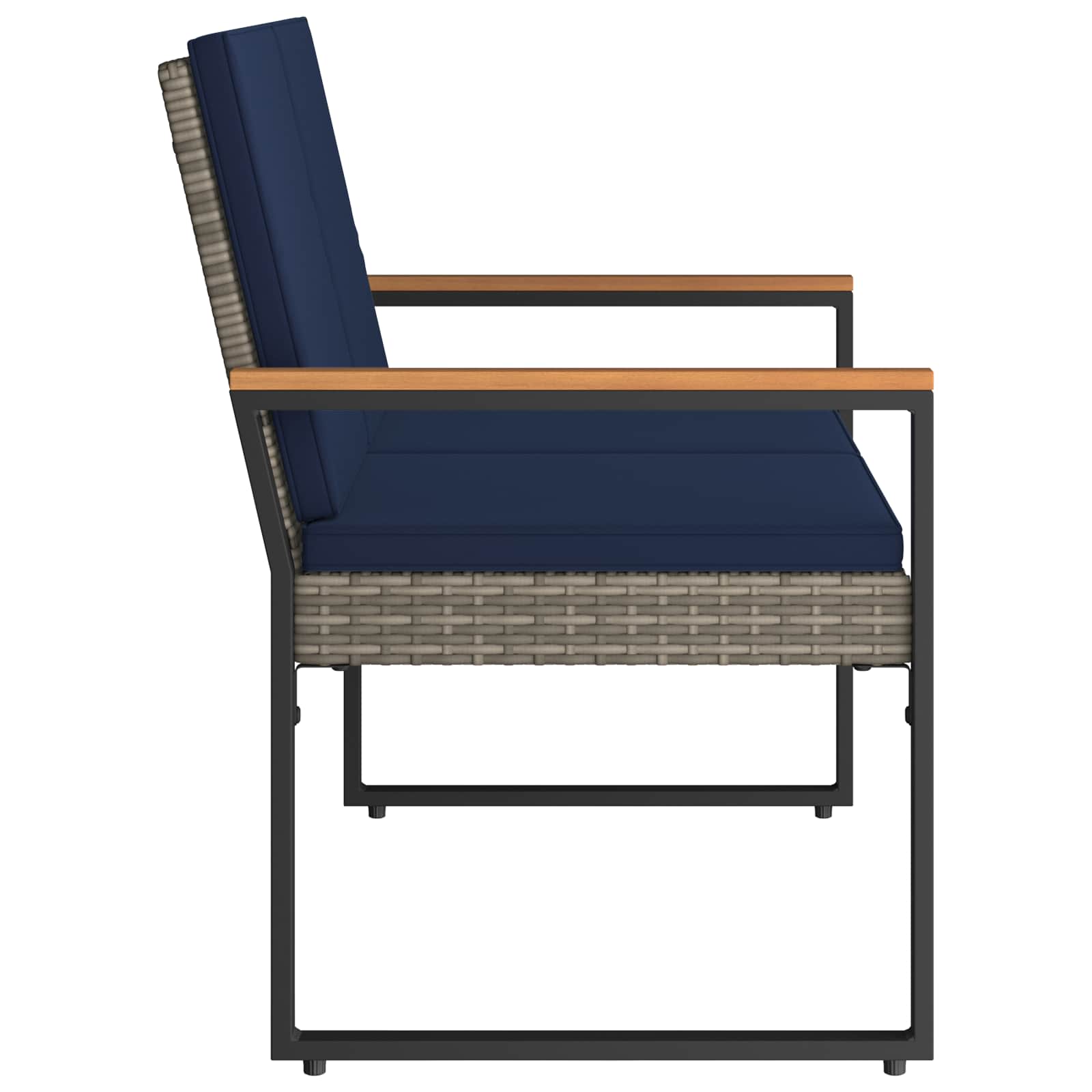 Bank Outdoor mit Kissen Schwarz 107 x 61 x 80 cm Poly-Rattan