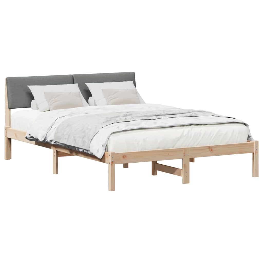 Bettgestell Braun und hellgrau 200 x 200 cm Massivholz Kiefer