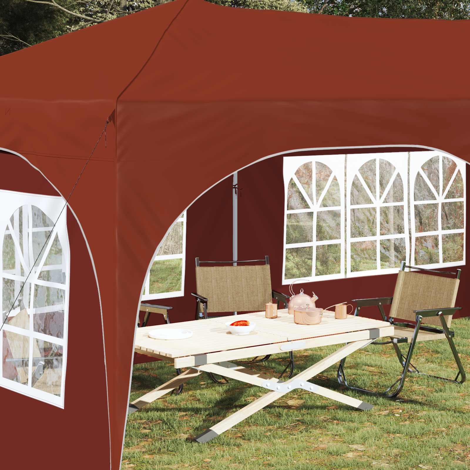 Pop-up Partyzelt 575 x 288 x 245 cm Creme Oxford-Stoff