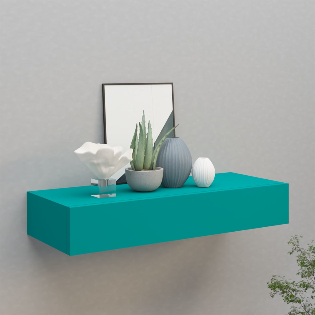Wandregal mit Schublade Weiß 40x23,5x10 cm MDF