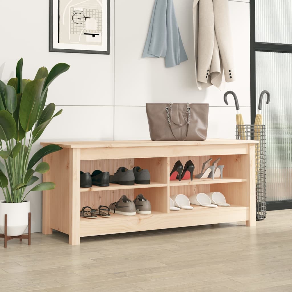 Schuhbank Weiß 70x38x45,5 cm Massivholz Kiefer