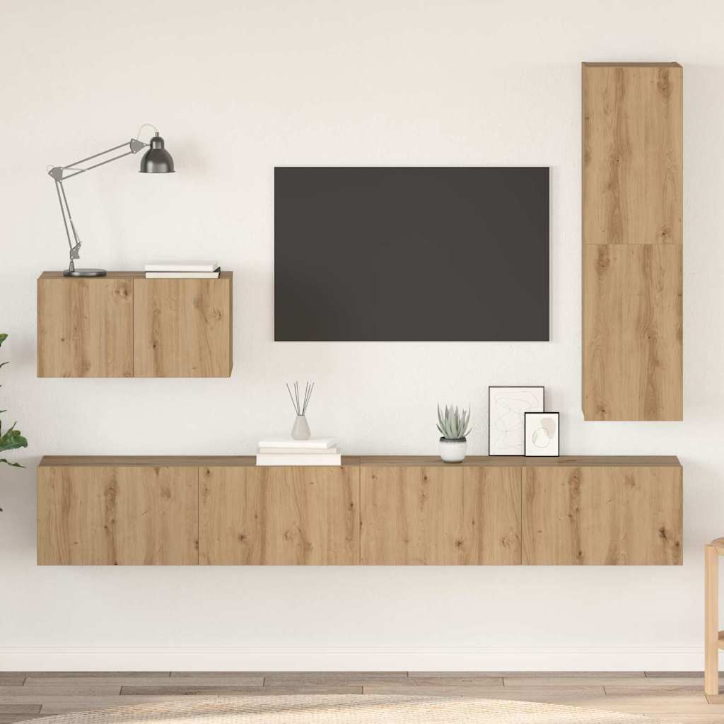 4-tlg. TV-Schrank-Set Weiß Holzwerkstoff