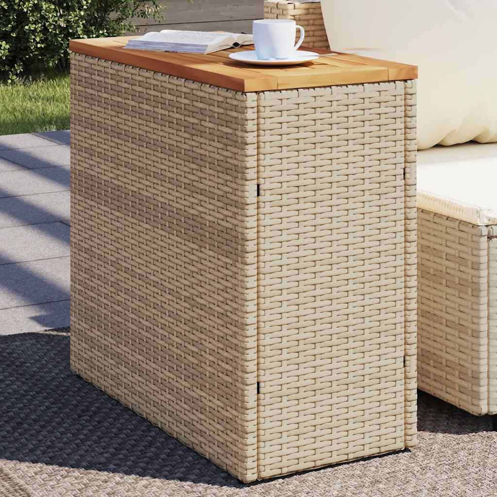 Garten-Beistelltisch mit Glasplatte Schwarz 58x27,5x55cm Rattan