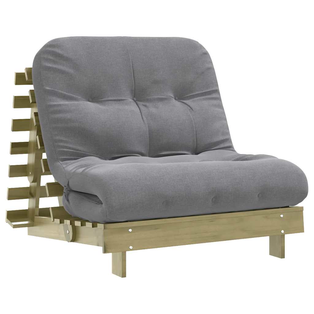 Futon Schlafsofa mit Matratze Braun 70x206x11 Massivholz Kiefer