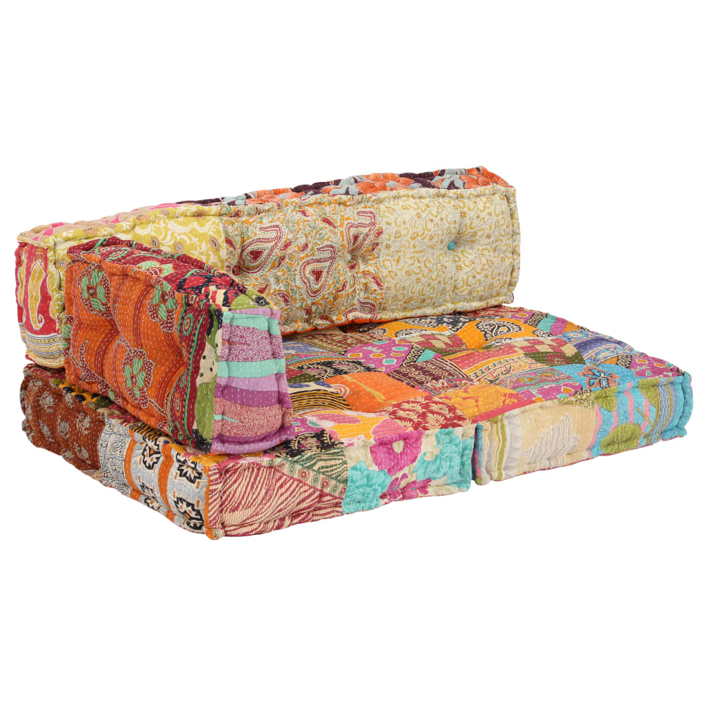 2-Sitzer Modularer Pouf Patchwork Stoff