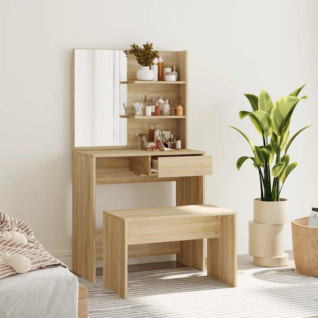 Schminktisch-Set Weiß 74,5x40x141 cm