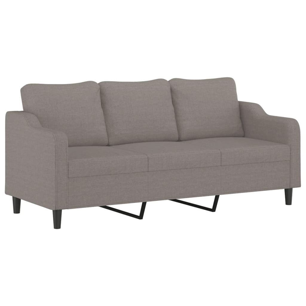 3-Sitzer-Sofa mit Hocker Braun 180 cm Stoff