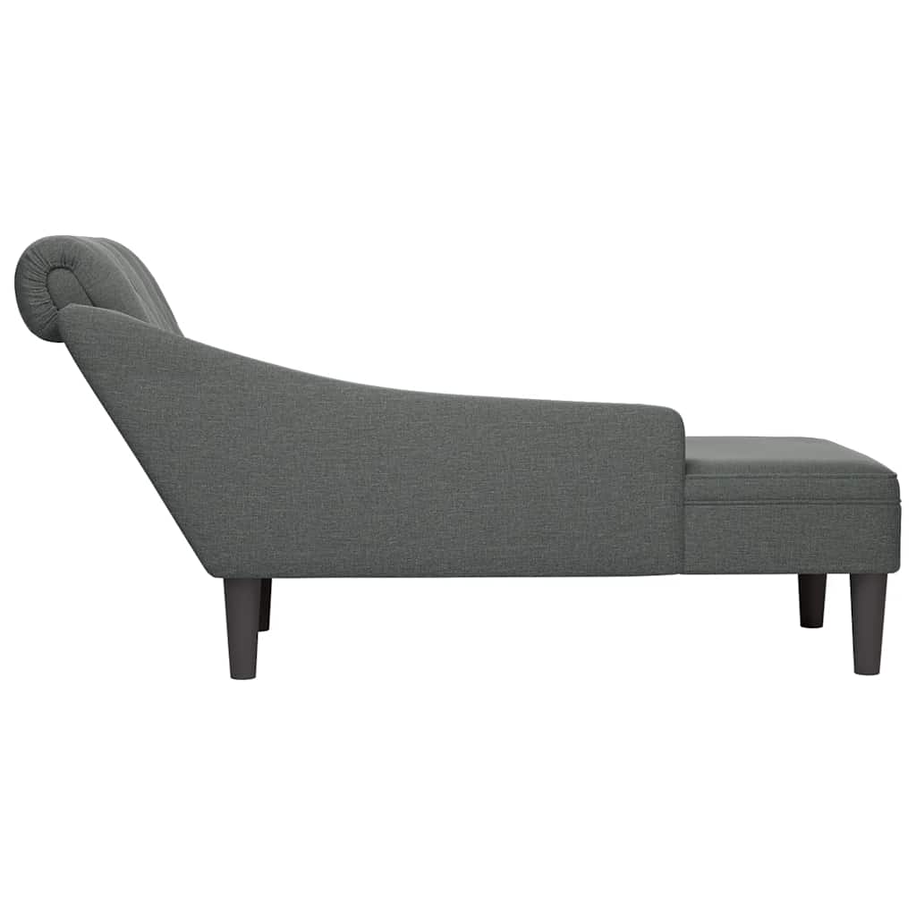 Chaiselongue mit Kissen und Rechter Armlehne Schwarz Stoff