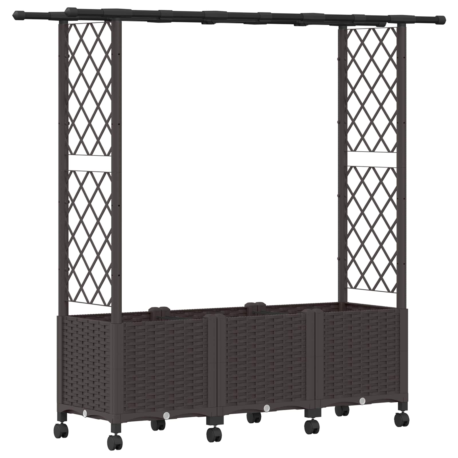 Hochbeet mit Rankgitter und Dach Braun 124 x 40 x 123 cm PP