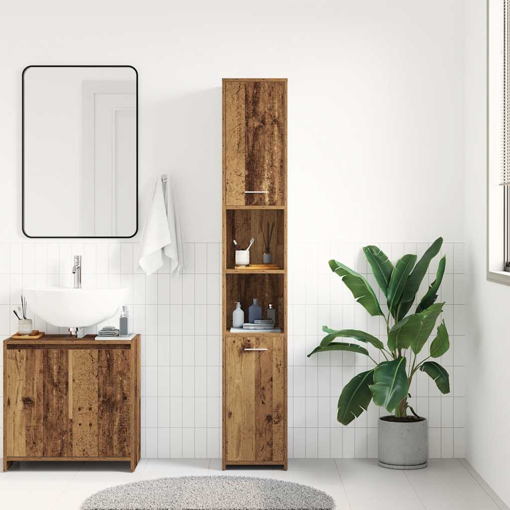 Badezimmerschrank Weiß 30x30x183,5 cm Holzwerkstoff