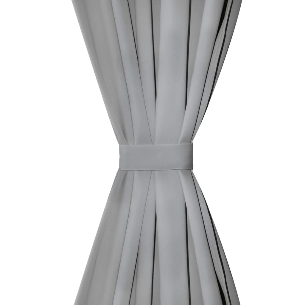 Vorhänge Gardinen aus Satin 2-teilig 140 x 175 cm Schwarz