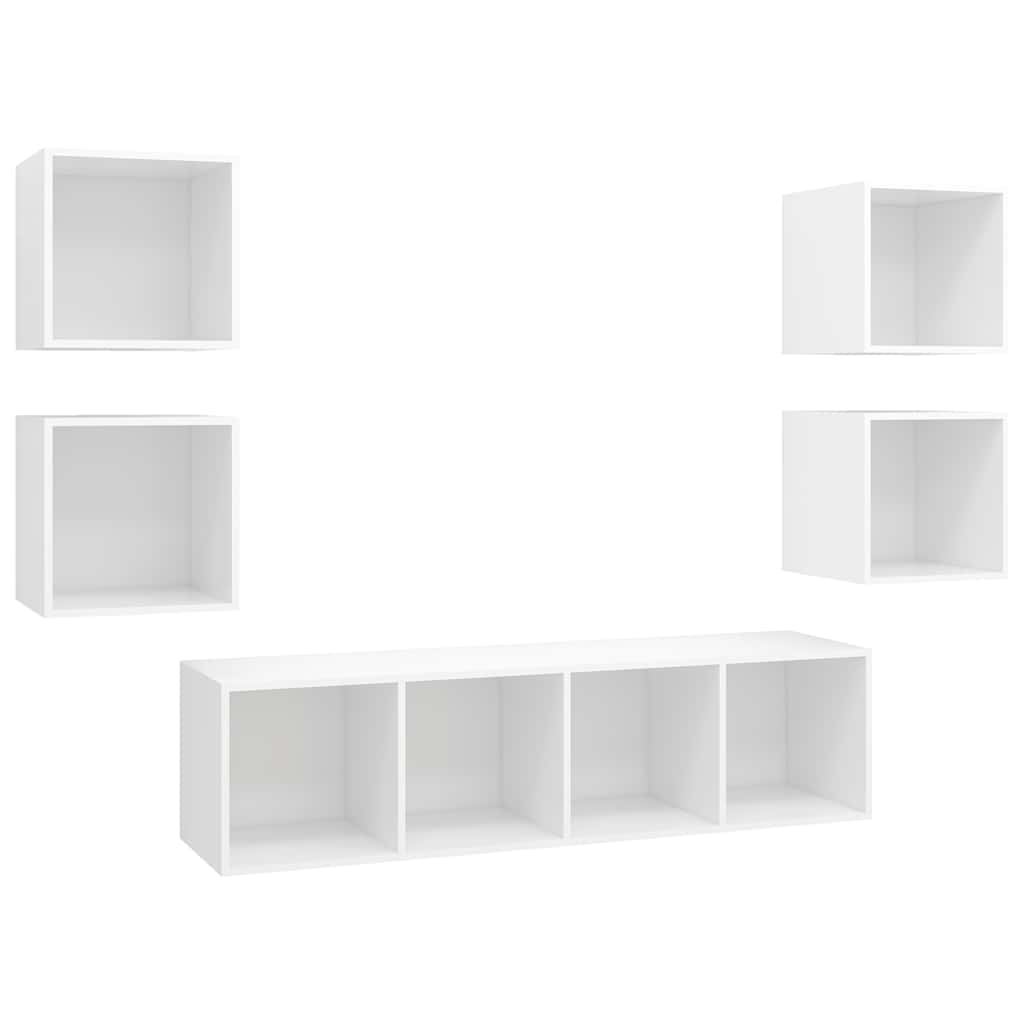 5-tlg. TV-Schrank-Set Grau Holzwerkstoff