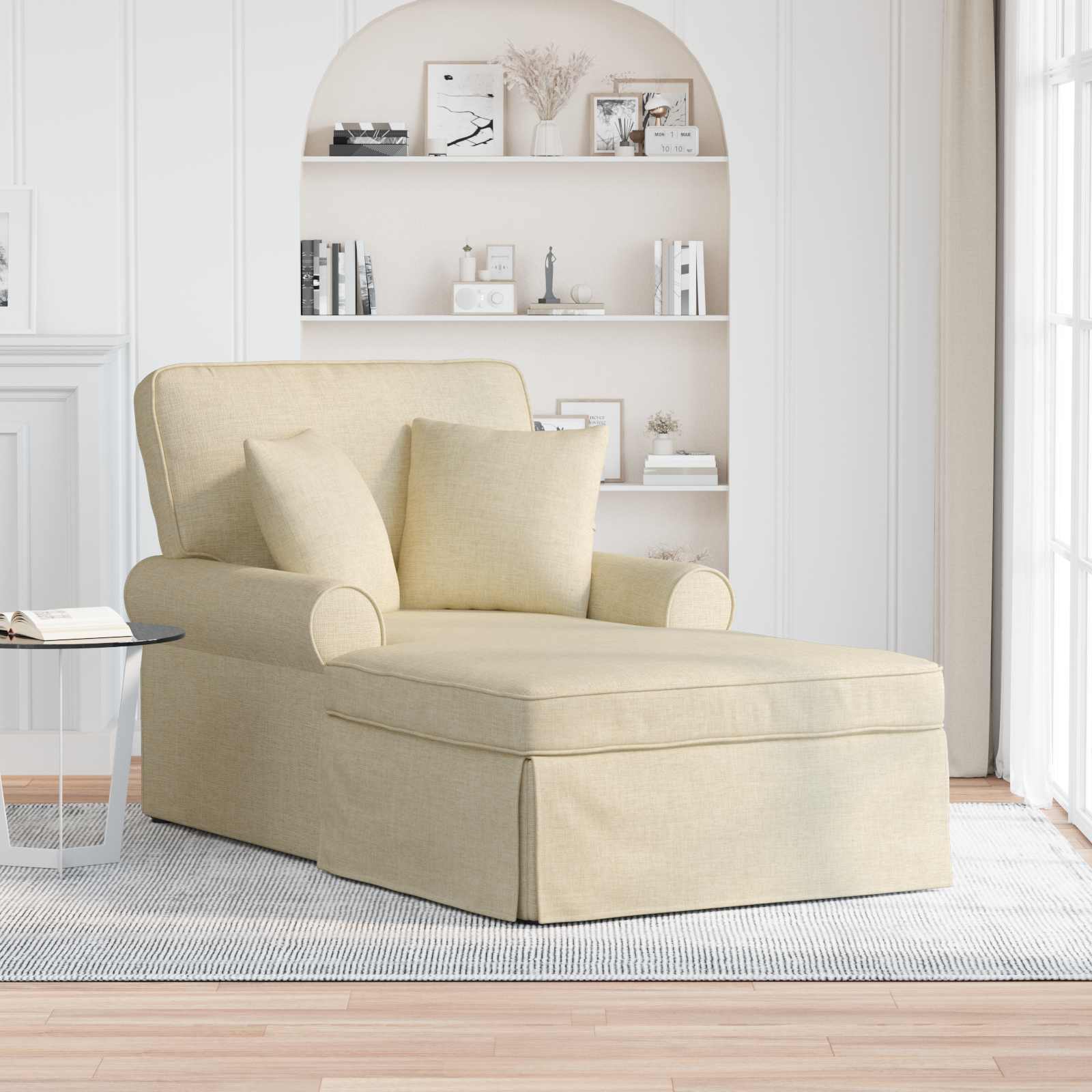 Chaise Lounge mit Rock mit Kissen 3 pcs Hellgrau Stoff