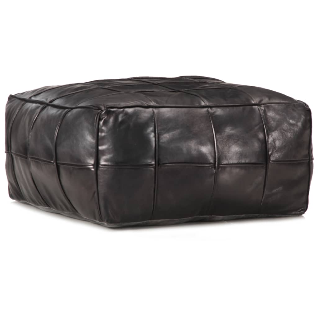 Pouf Dunkelbraun 60 x 60 x 30 cm Echtes Ziegenleder