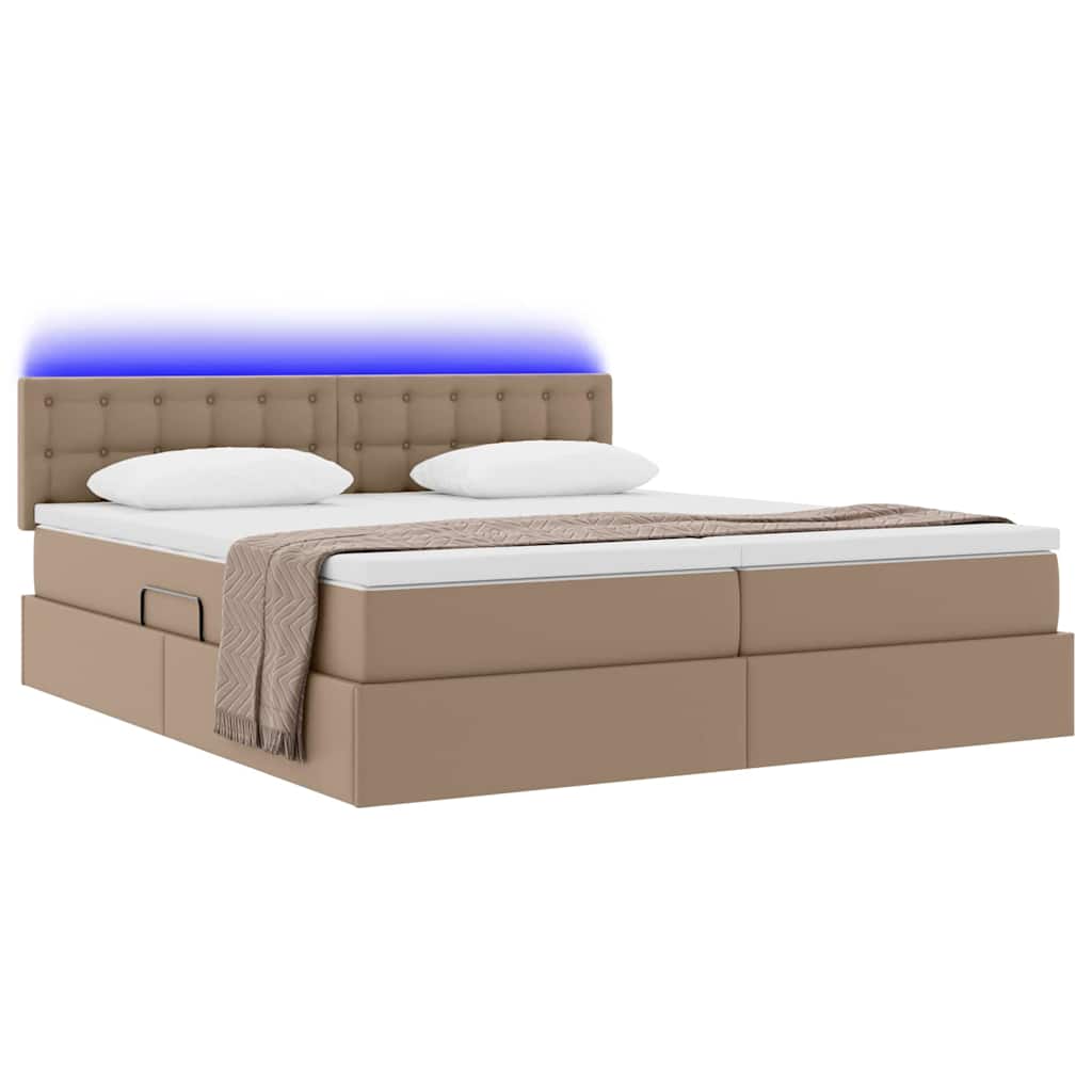 Bett mit Stauraum und LED Schwarz 180 x 200 cm Kunstleder