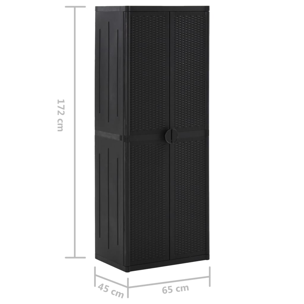 Gartenschrank Schwarz 65x45x88 cm PP Rattan-Optik