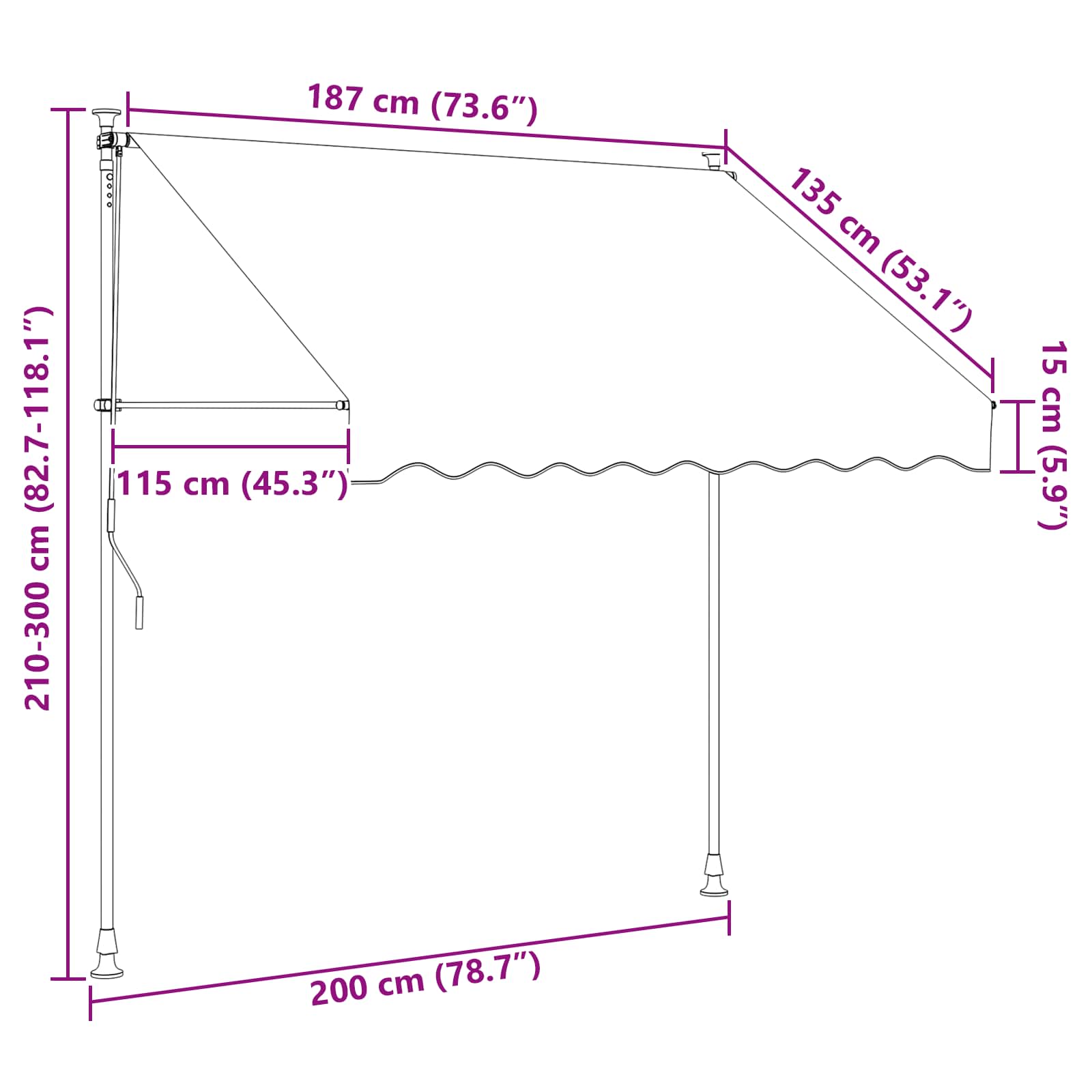 Einziehbare Markise Handbetrieben 150 cm Anthrazit