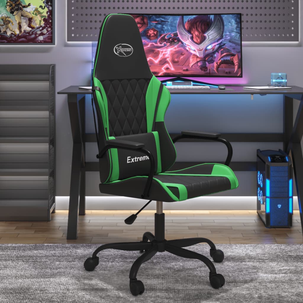 Gaming-Stuhl mit Massagefunktion Schwarz und Blau Kunstleder