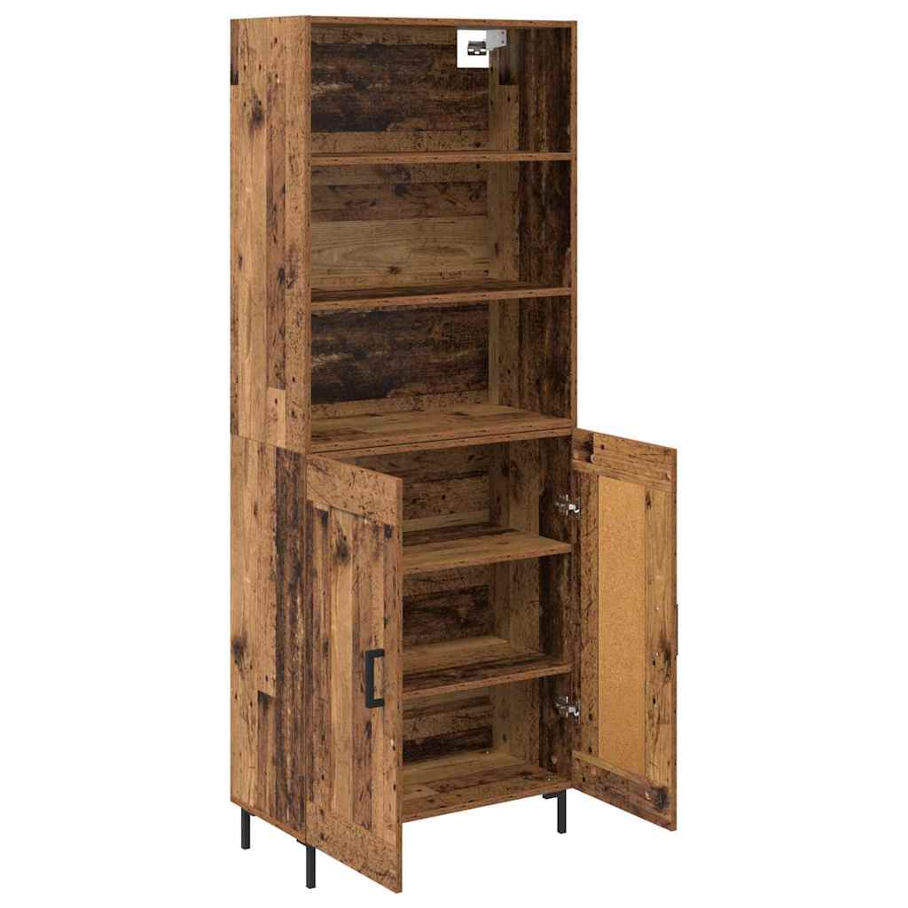 Highboard Hochglanz-Weiß 69,5x34x180 cm Holzwerkstoff