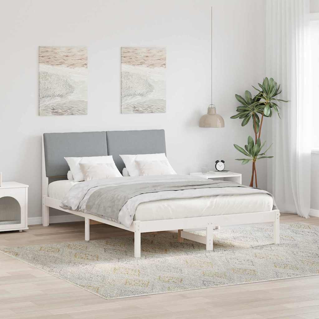 Bettgestell Braun und hellgrau 200 x 200 cm Massivholz Kiefer